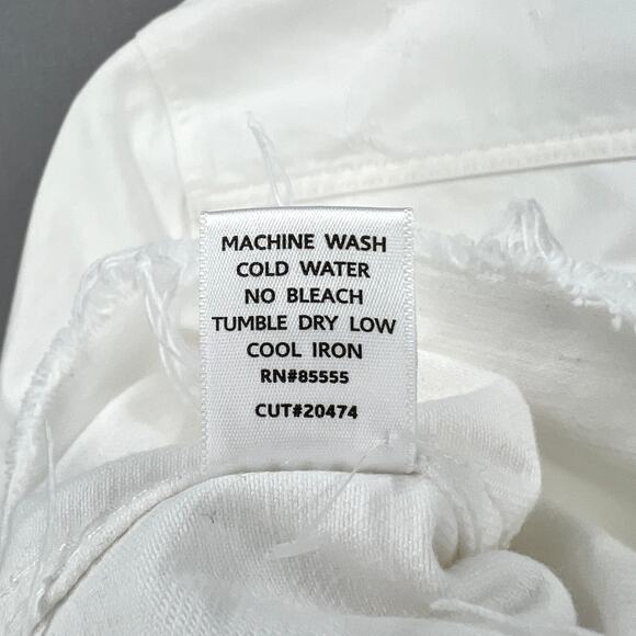 PISTOLA Denim Cut Off Crop Shirt Jacket Womens XS White Distressed Button Front - Picture 13 of 15